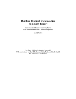 Building Resilient Communities Summary Report