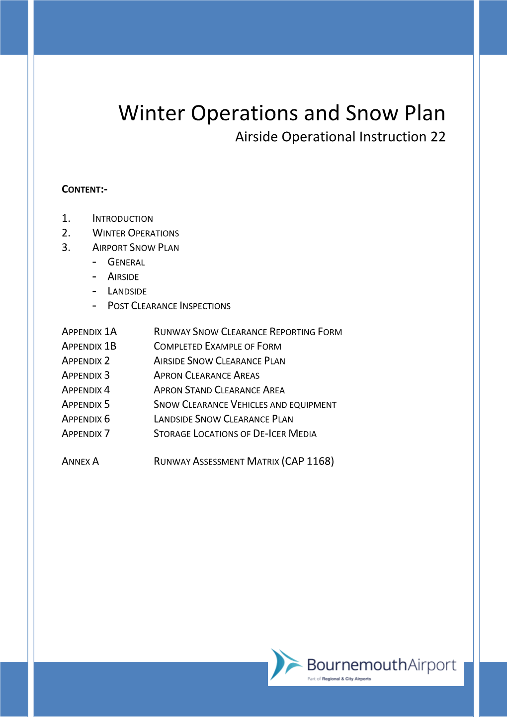 AOI 22; Winter Operations and Snow Plan