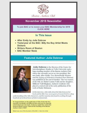 November 2018 Newsletter