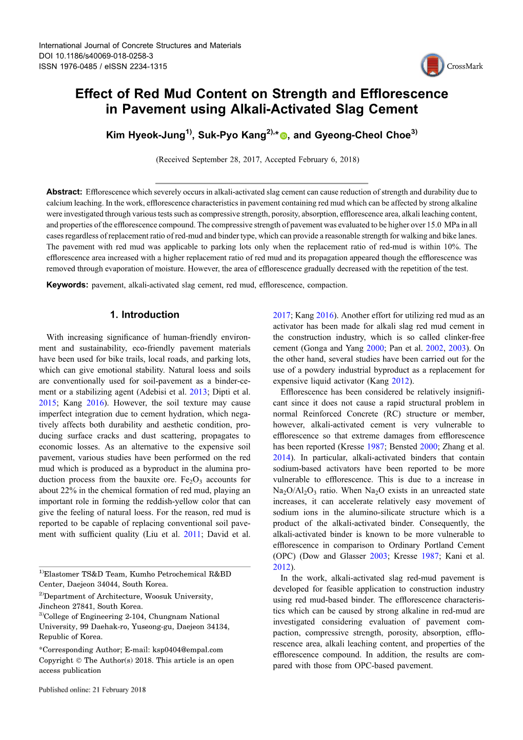 Effect of Red Mud Content on Strength and Efflorescence in Pavement Using Alkali-Activated Slag Cement