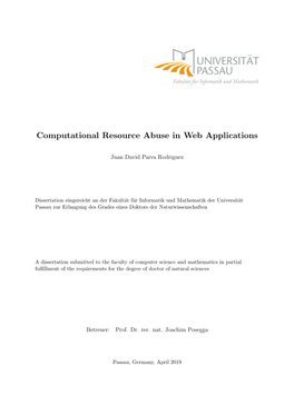 Computational Resource Abuse in Web Applications