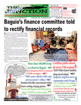 Baguio's Finance Committee Told to Rectify Financial Records