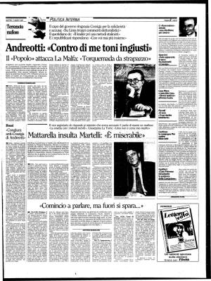 Andreotti: «Contro Di Me Toni Ingiusti» Di Terrore E Di Tanti Elementi Torbidi E Sfuggenti»