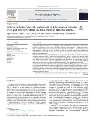 Inhibitory Effects of Sildenafil and Tadalafil on Inflammation, Oxidative