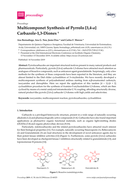 Multicomponet Synthesis of Pyrrolo [3,4-A] Carbazole-1,3-Diones †