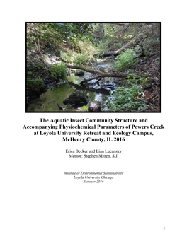 Aquatic Insect Community Structure