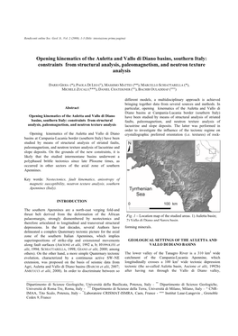 Opening Kinematics of the Auletta and Vallo Di Diano Basins, Southern Italy: Constraints from Structural Analysis, Paleomagnetism, and Neutron Texture Analysis