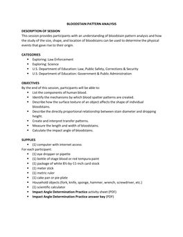 Bloodstain Pattern Analysis Activity Guide