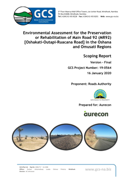 Environmental Assessment for the Preservation Or Rehabilitation of Main Road 92 (MR92) [Oshakati-Outapi-Ruacana R