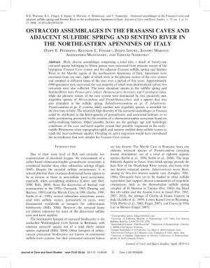 Ostracod Assemblages in the Frasassi Caves and Adjacent Sulfidic Spring and Sentino River in the Northeastern Apennines of Italy