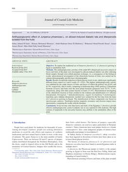 Antihyperglycemic Effect of Juniperus Phoenicea L. on Alloxan-Induced