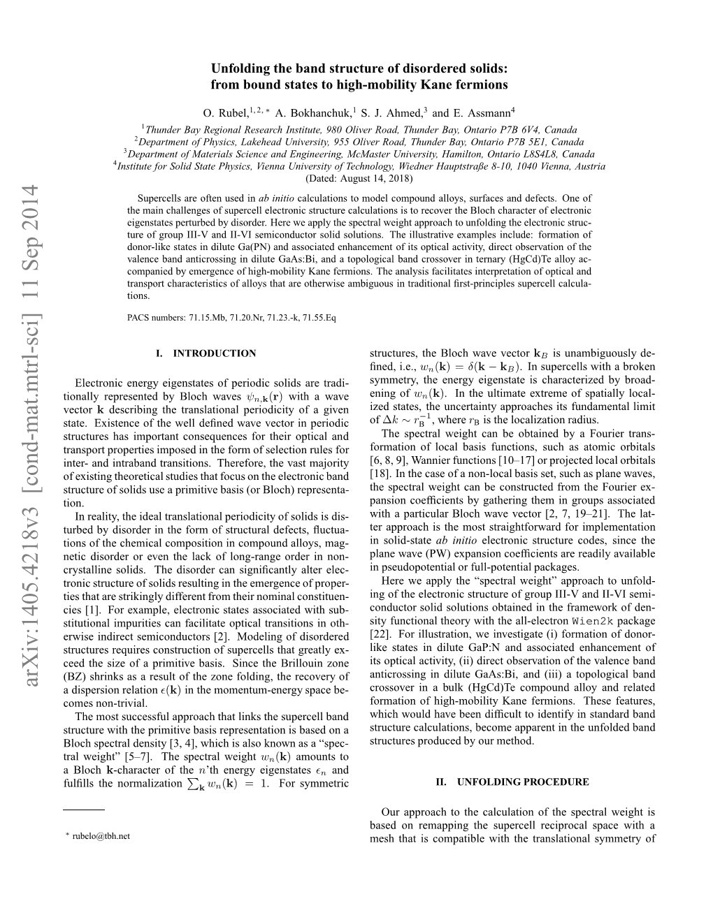 Arxiv:1405.4218V3 [Cond-Mat.Mtrl-Sci] 11 Sep 2014 Inlyrpeetdb Lc Waves Bloch by Represented Tionally Tutr Fsld S Rmtv Ai O Lc)Represe Bloch) (Or Basis Primitive Tion