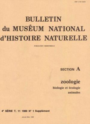 BULLETIN Du MUSÉUM NATIONAL D'histoire NATURELLE