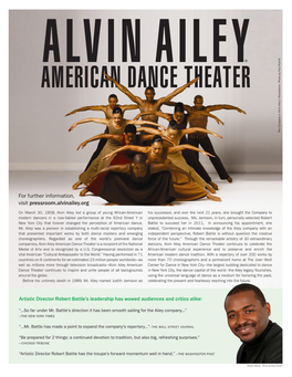 For Further Information, Visit Pressroom.Alvinailey.Org