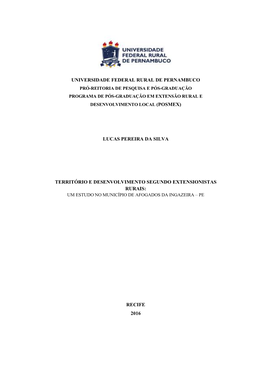 Território E Desenvolvimento Segundo Extensionistas Rurais: Um Estudo No Município De Afogados Da Ingazeira – Pe