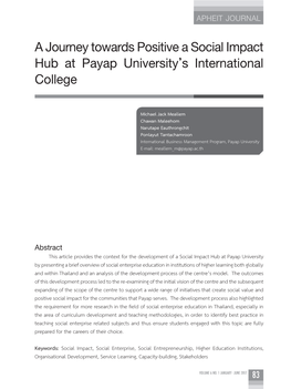 A Journey Towards Positive a Social Impact Hub at Payap University's International College