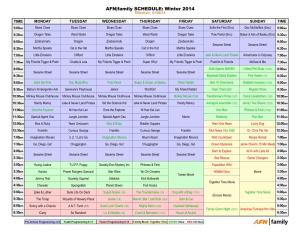 AFN|Family SCHEDULE: Winter 2014 Effective: 01/06/14
