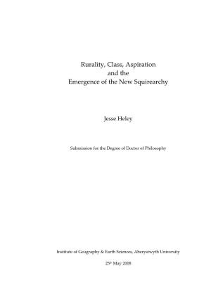 Rurality, Class, Aspiration and the Emergence of the New Squirearchy