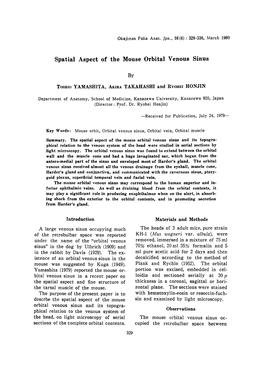 Spatial Aspect of the Mouse Orbital Venous Sinus Materials