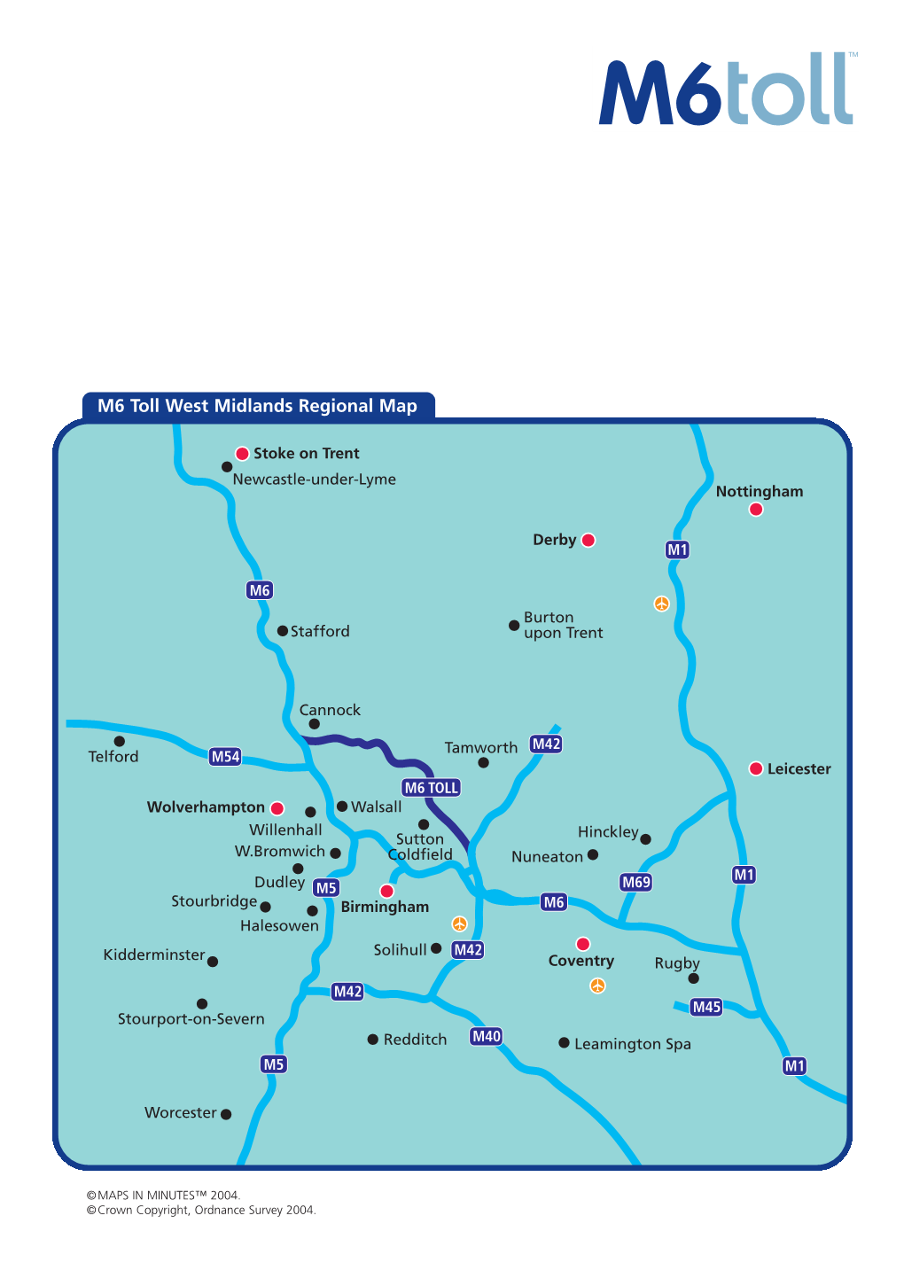 M6 Toll West Midlands Regional Map