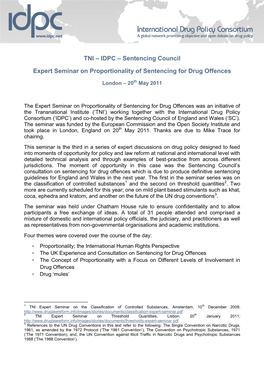 Expert Seminar on Proportionality of Sentencing for Drug Offences