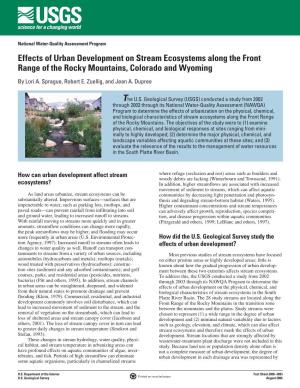 Effects of Urban Development on Stream Ecosystems Along the Front Range of the Rocky Mountains, Colorado and Wyoming