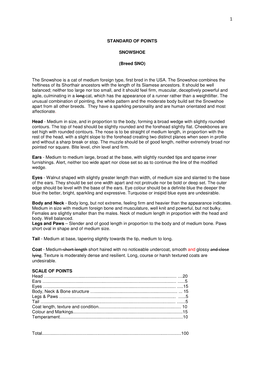 STANDARD of POINTS SNOWSHOE (Breed SNO)