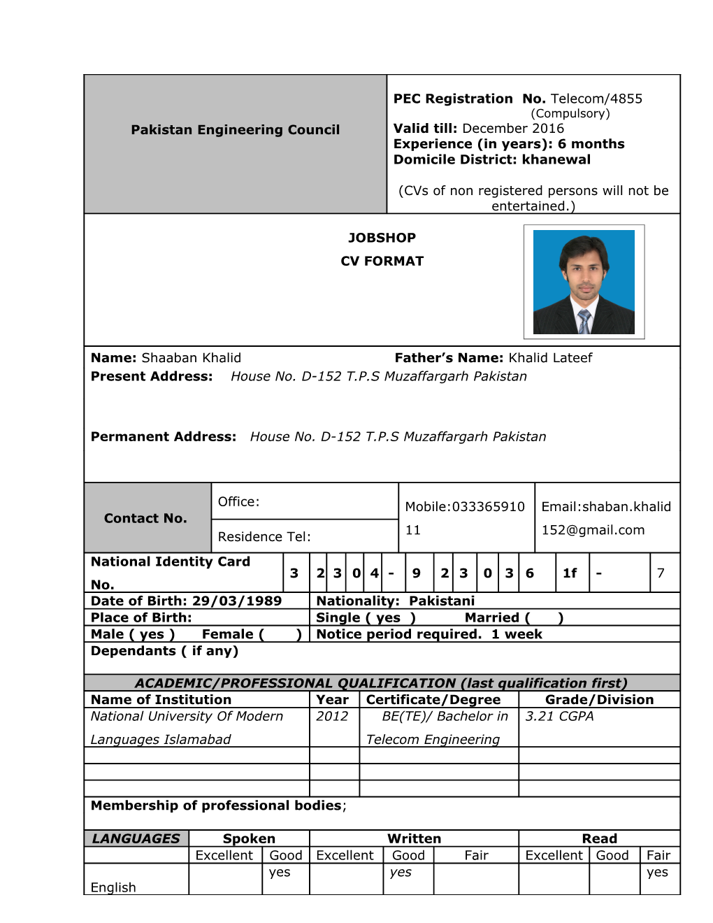 Present/Most Recent Employment s14