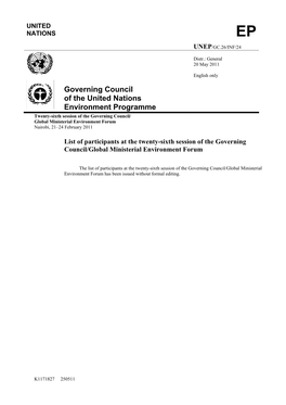 Governing Council of the United Nations Environment Programme