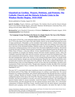Prayers, Petitions, and Protests: the Catholic Church and the Ontario Schools Crisis in the Windsor Border Region, 1910-1928'