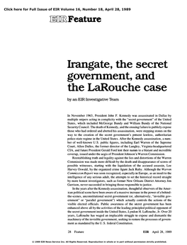 Irangate, the Secret Government, and the Larouche Case
