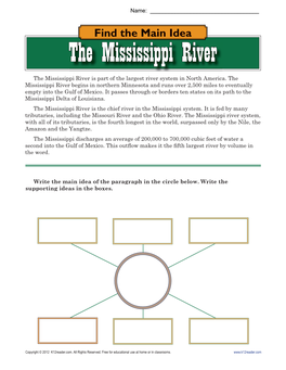Main Idea Worksheets | the Mississippi River