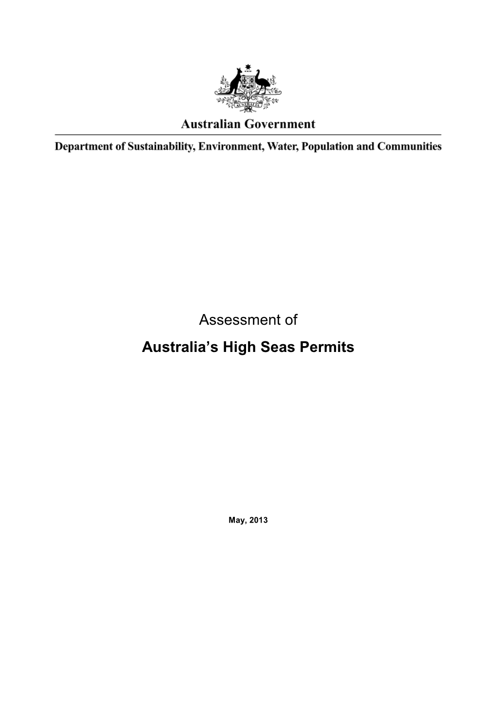 Assessment of Australia's High Seas Permits