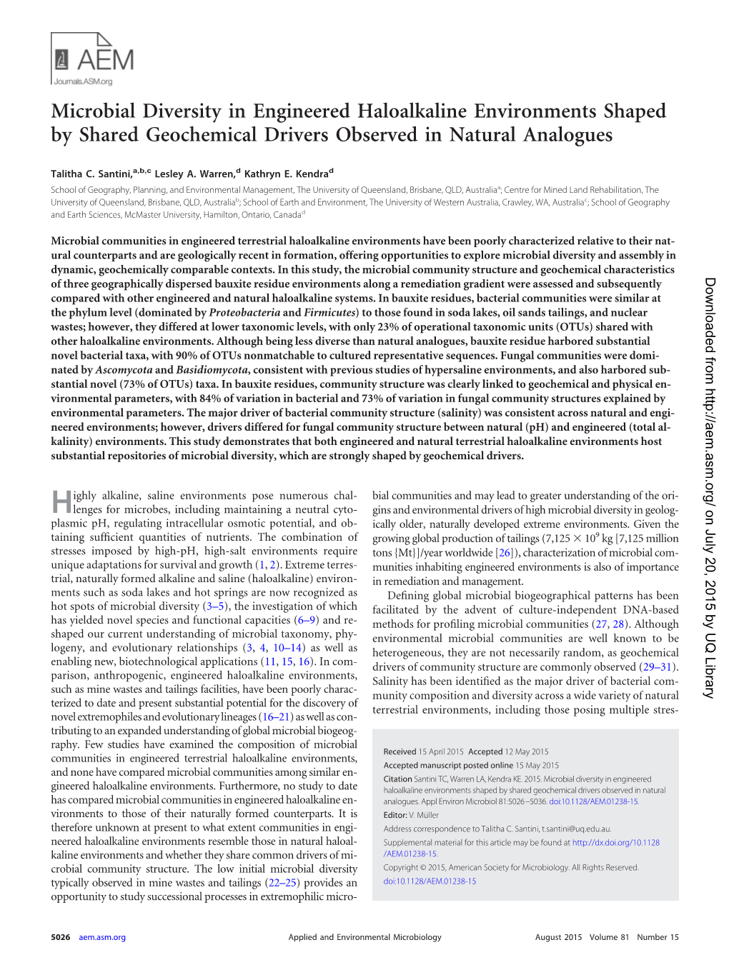 Microbial Diversity in Engineered Haloalkaline Environments Shaped by Shared Geochemical Drivers Observed in Natural Analogues