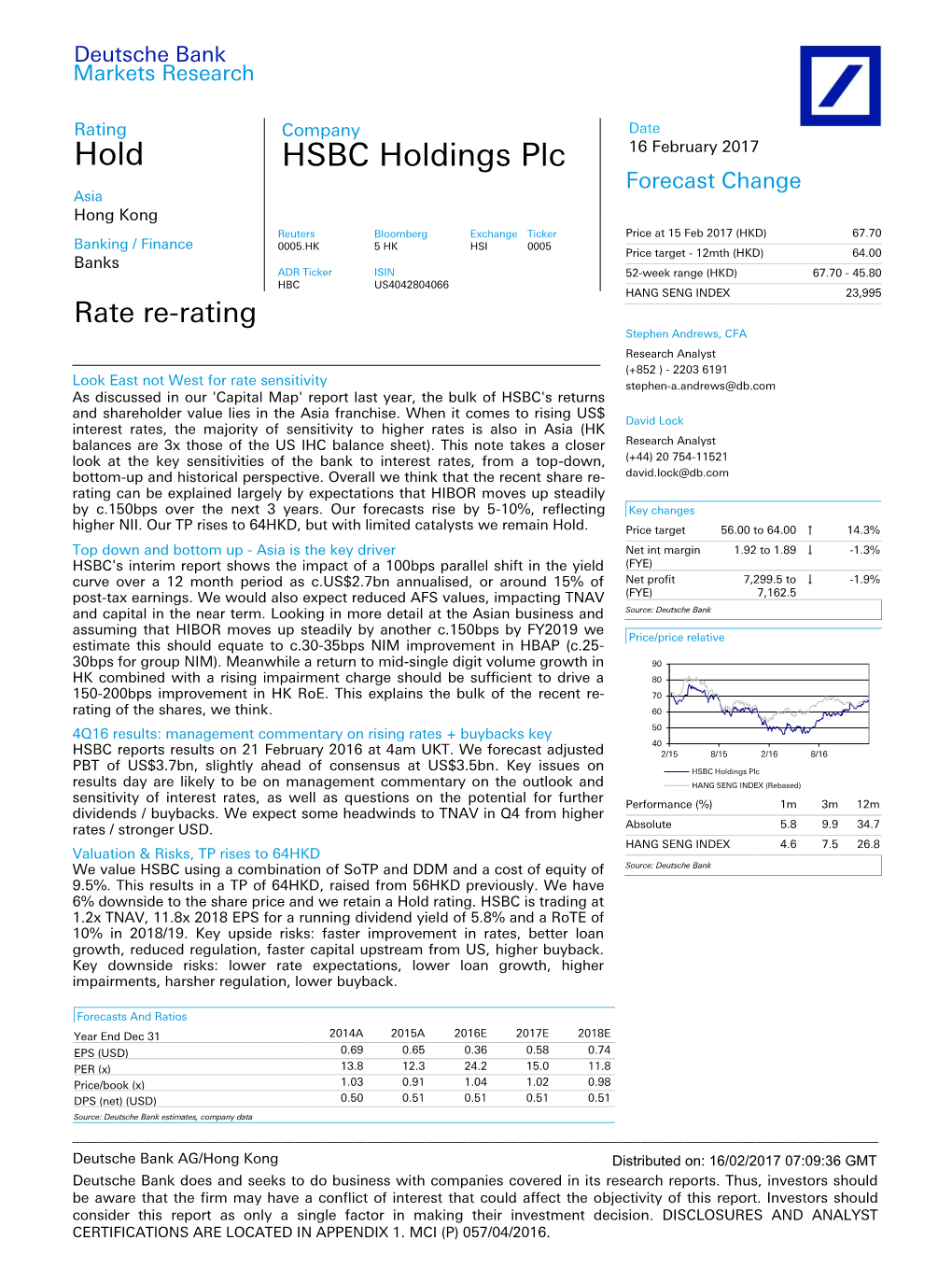 Hold HSBC Holdings