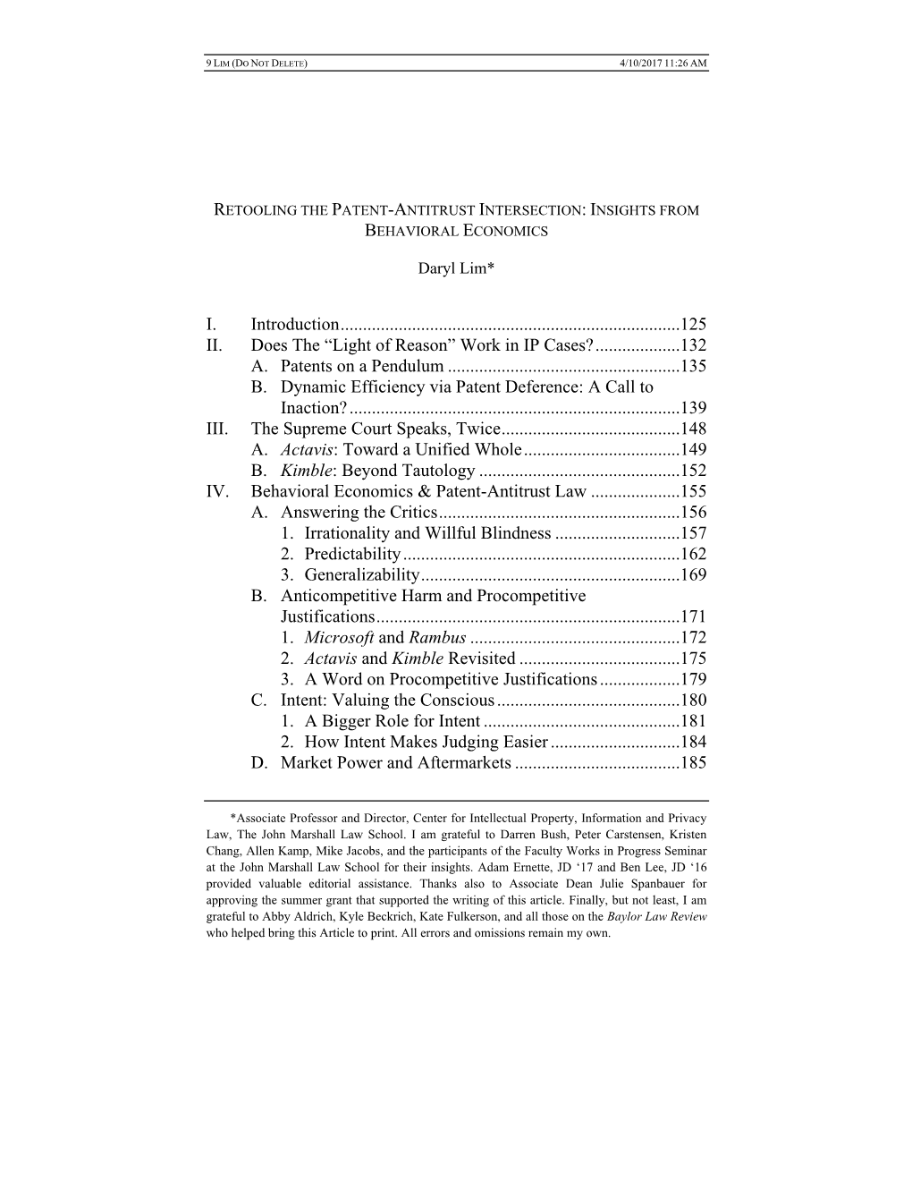 Retooling the Patent-Antitrust Intersection: Insights from Behavioral Economics