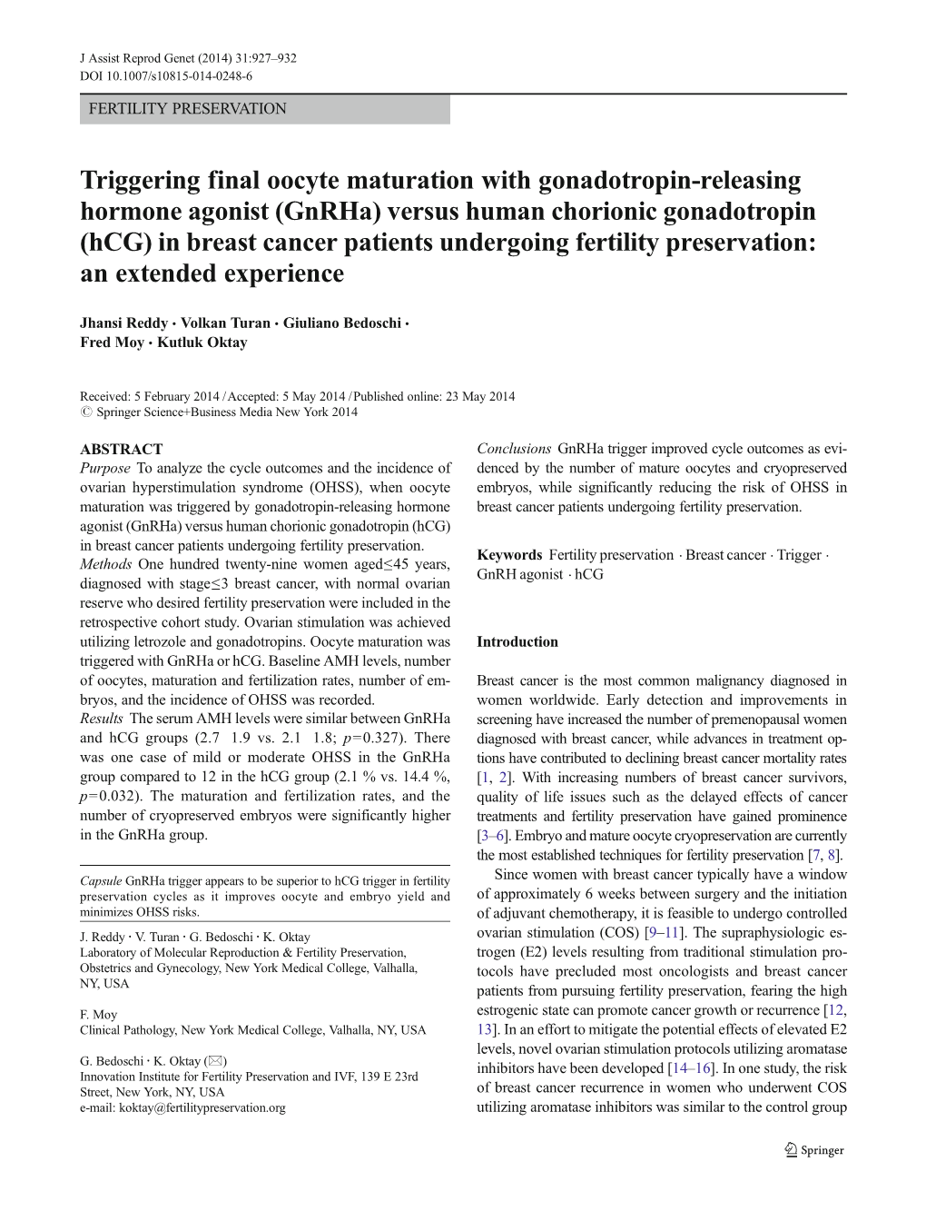 Triggering Final Oocyte Maturation with Gonadotropin-Releasing