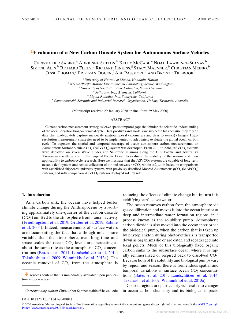 Evaluation of a New Carbon Dioxide System for Autonomous Surface Vehicles