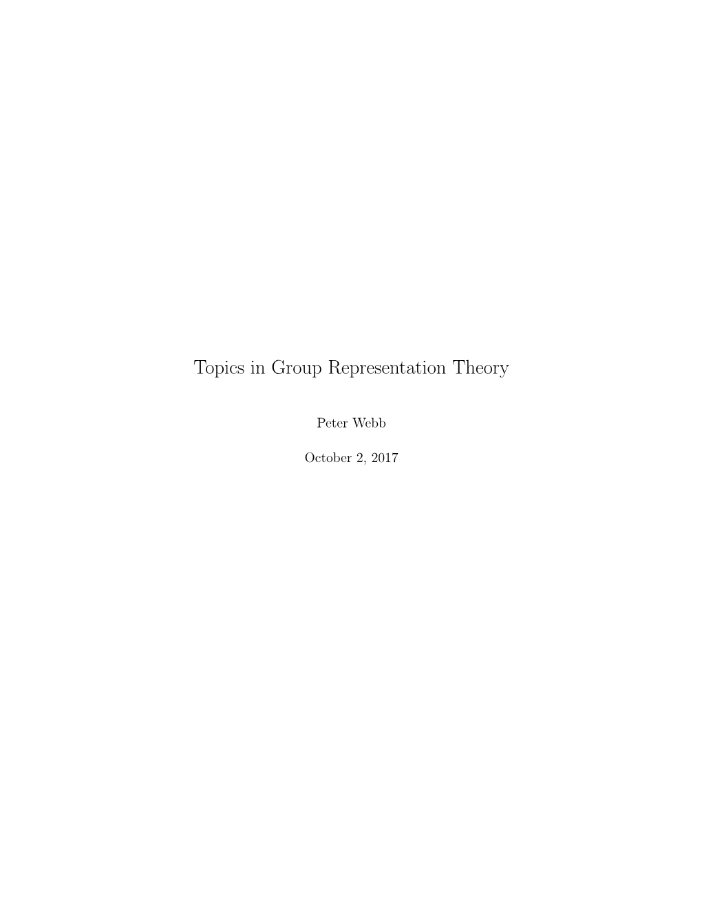 Topics in Group Representation Theory