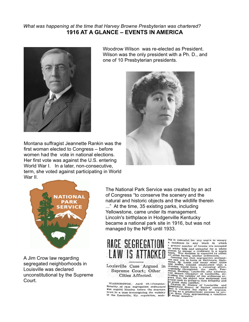 1916 at a Glance – Events in America