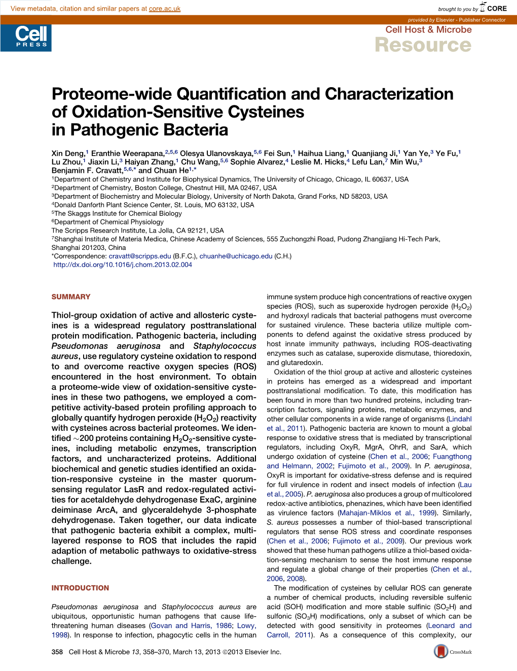 Proteome-Wide Quantification and Characterization of Oxidation