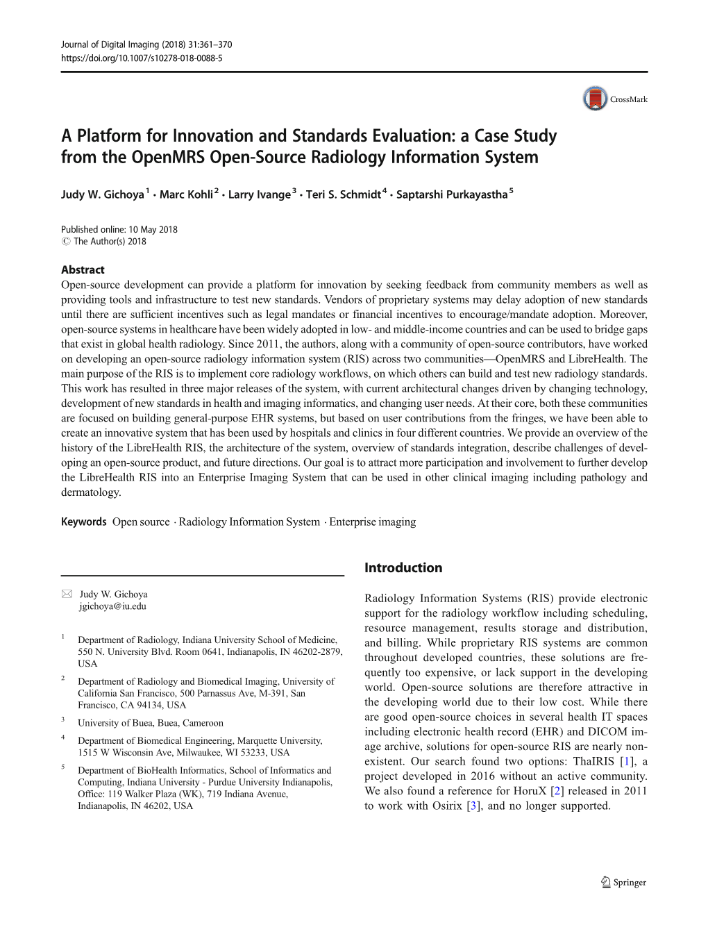 A Case Study from the Openmrs Open-Source Radiology Information System