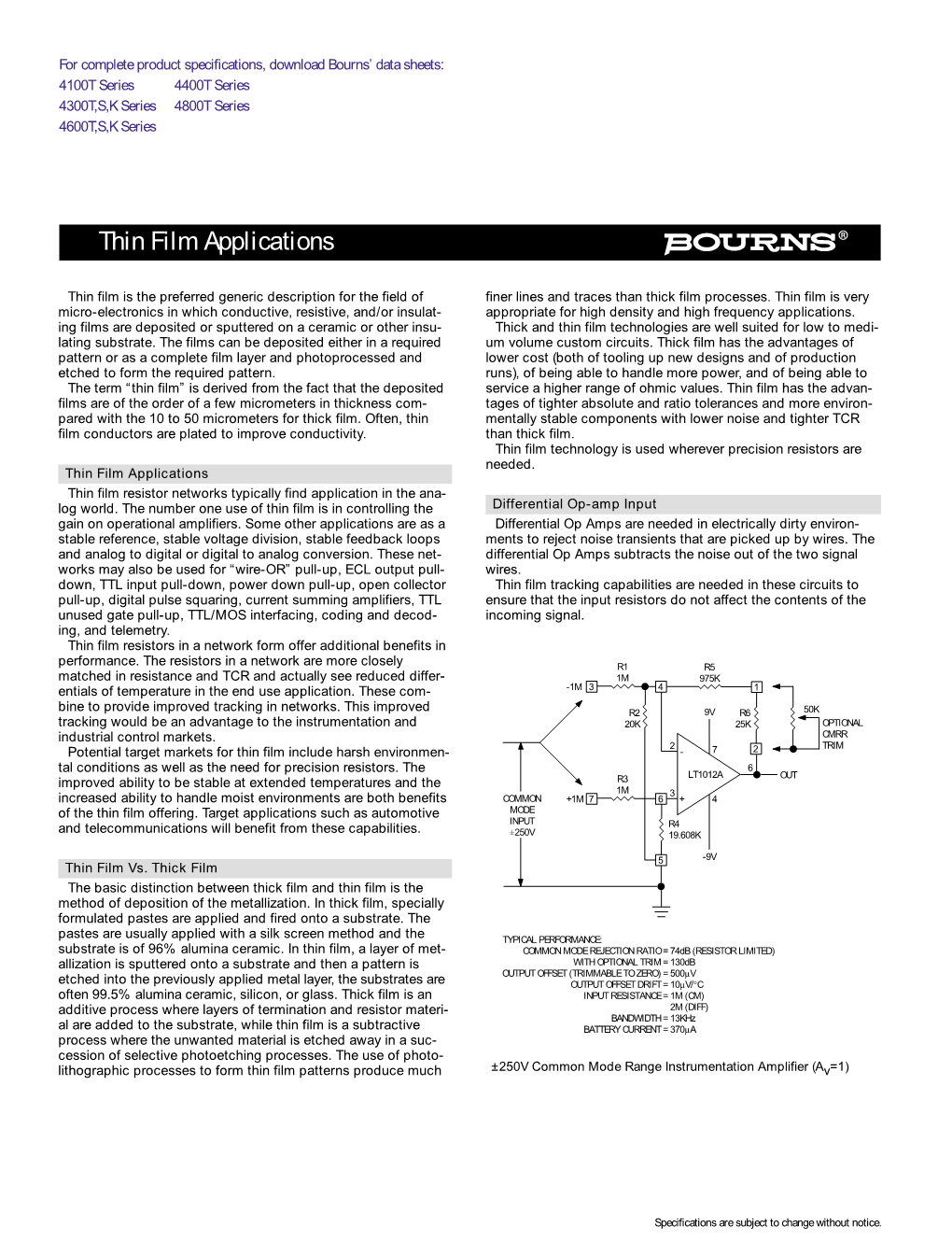 Thin Film Applications