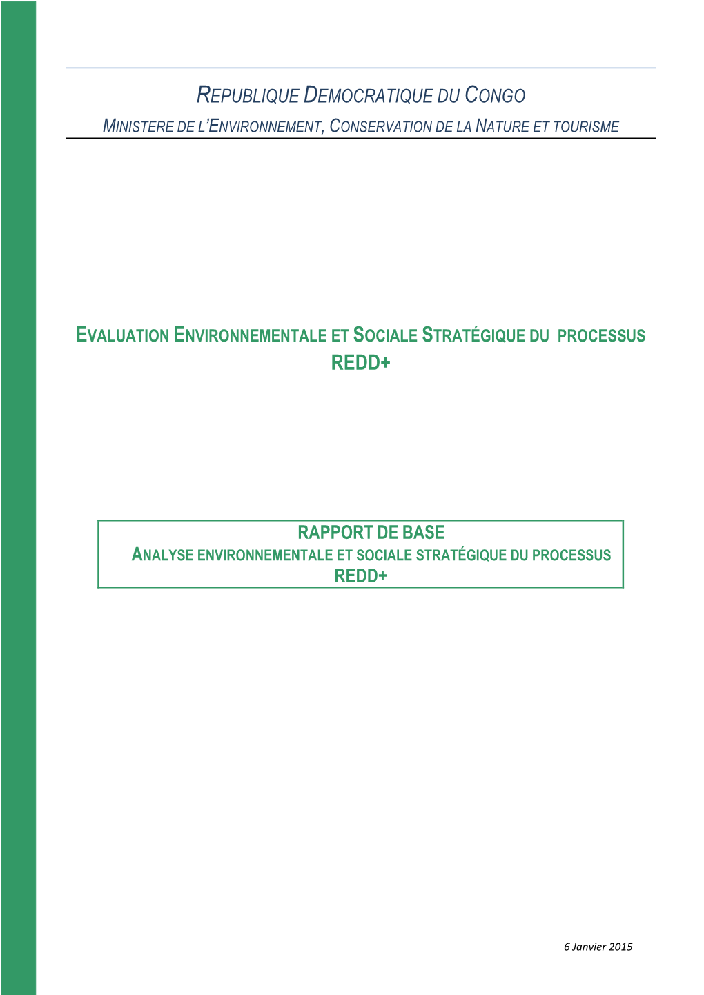 Republique Democratique Du Congo Rapport De Base Redd+