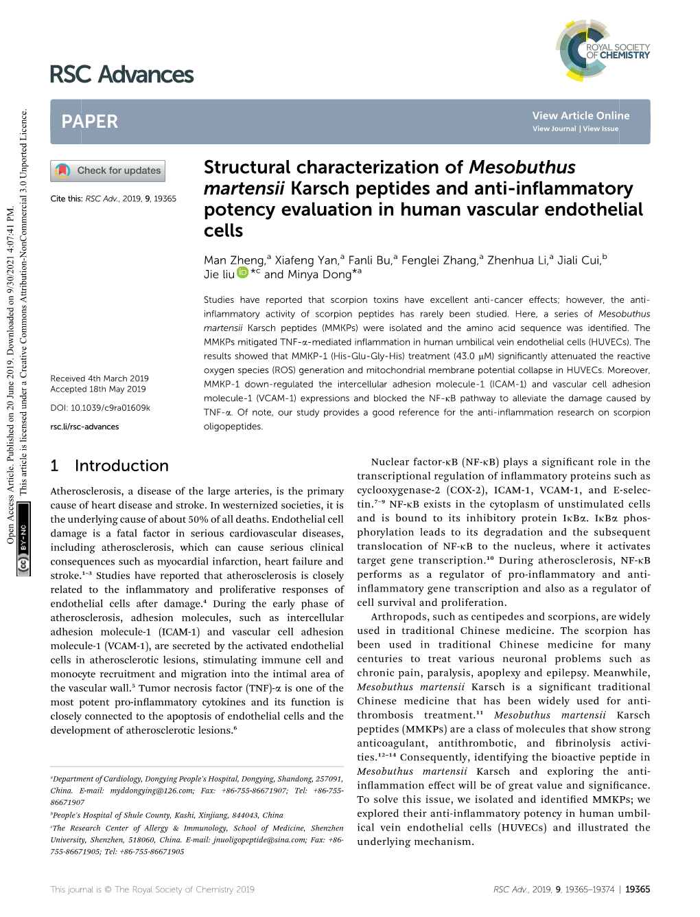 Structural Characterization of Mesobuthus Martensii Karsch
