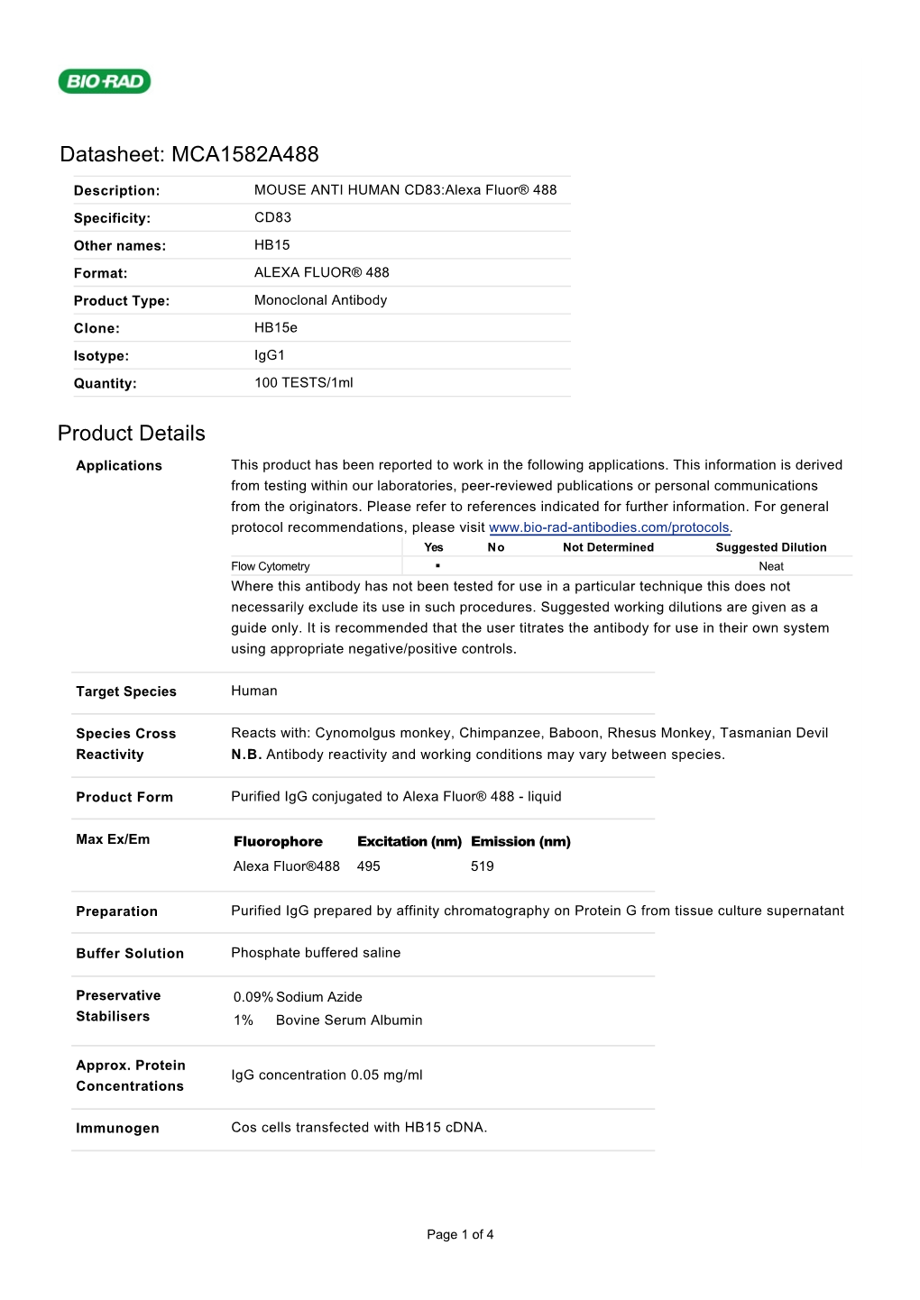 Datasheet: MCA1582A488 Product Details