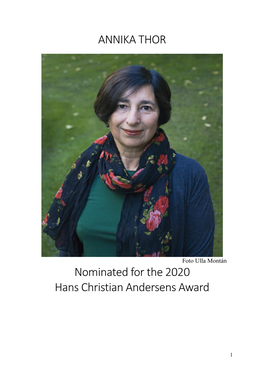 ANNIKA THOR Nominated for the 2020 Hans Christian Andersens
