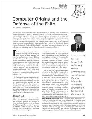 Computer Origins and the Defense of the Faith
