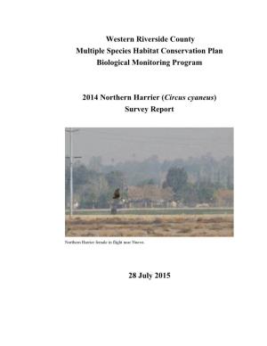 Northern Harrier Survey Report 2014