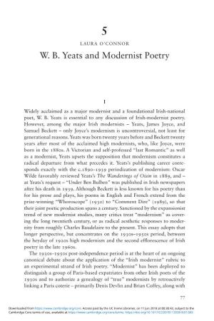 WB Yeats and Modernist Poetry